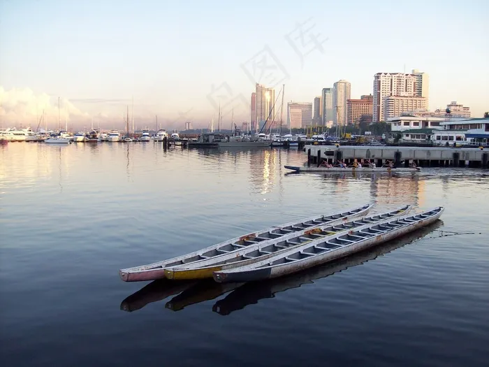 龙舟，船，三重奏，水，宁静，端口，天空