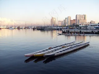 龙舟，船，三重奏，水，宁静，端口，天空