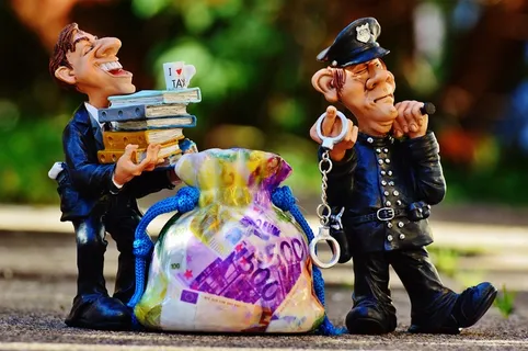 税收，逃税，警察，手铐，骗局