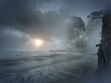 山,海,水,海洋,神秘,超现实,雾 山,海,水,海洋,神秘,超现实,雾