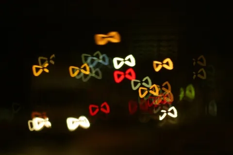 色带，散景，光，夜，照明，反射，黑暗