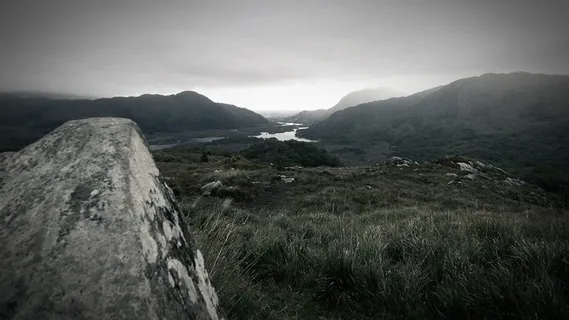 山峦,冰雪,峡谷,树,瀑布,景观山自然多云