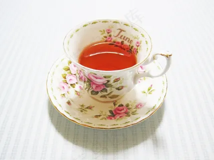 下午茶时间，杯，6月，玫瑰，喝
