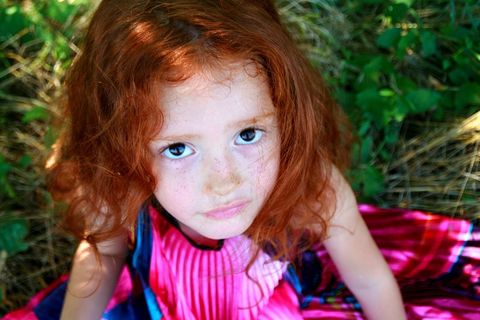 女孩，红头发，美女，儿童，肖像