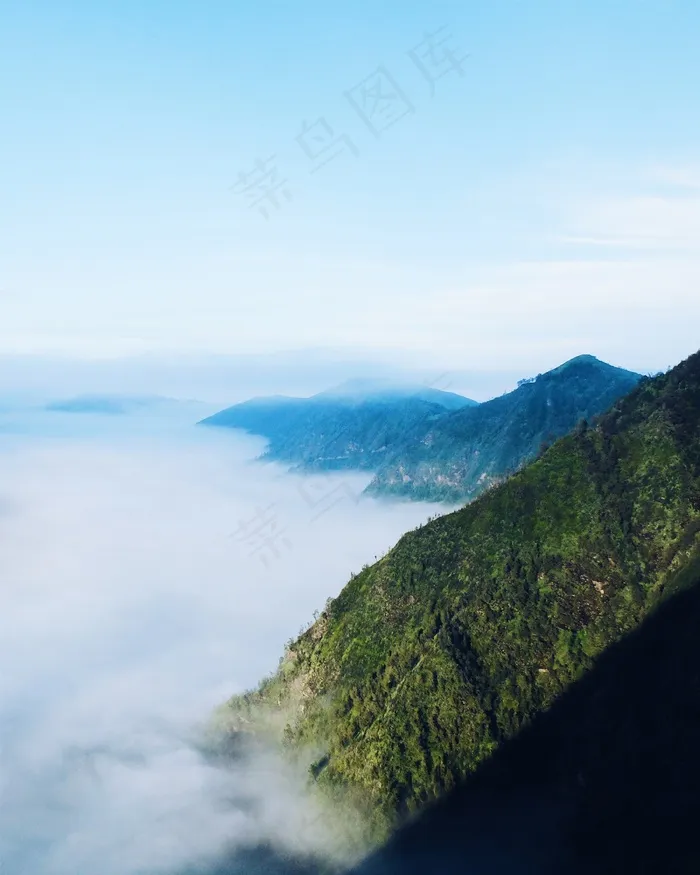 山，范围，云团，以上，雾，景观，自然