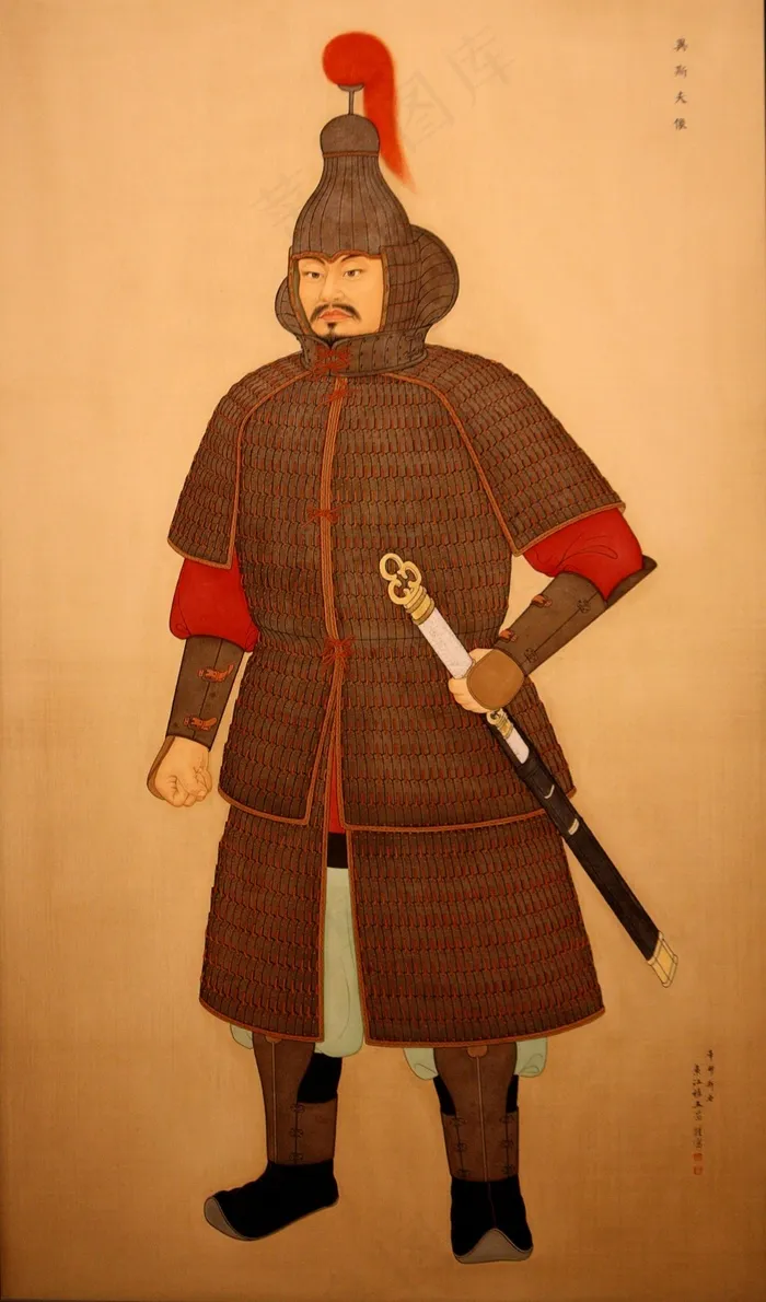 亚洲，战士，古代，绘画，肖像