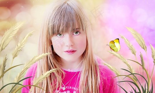 人，人，儿童，女孩，女性，金发，长长的头发