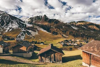 自然，山脉，瑞士，云，房屋，景观