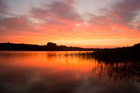 天空,霞光,湖泊,风景,屏幕截图,黎明自然日落红色