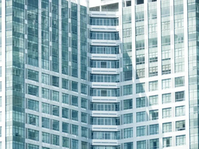 窗口，高塔，建筑物，蓝色，绿色，抽象