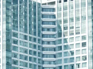 窗口，高塔，建筑物，蓝色，绿色，抽象