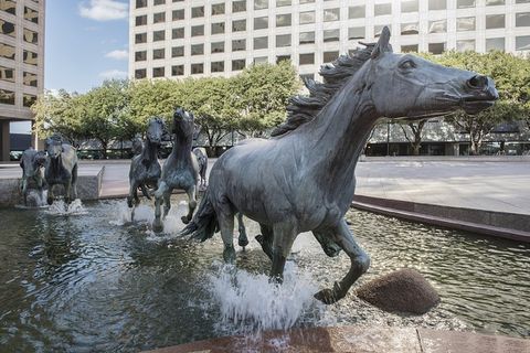 野马，雕塑，喷泉，青铜，艺术，艺术品