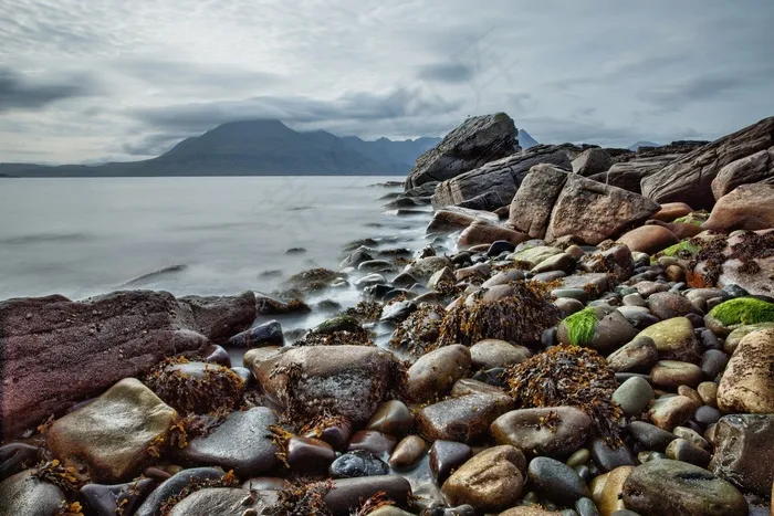 海滩，岩，海岸，苏格兰，斯凯岛，Elgol