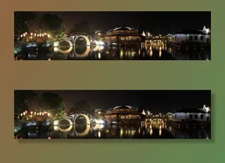 夜，中国，水，建筑，桥，反射，光