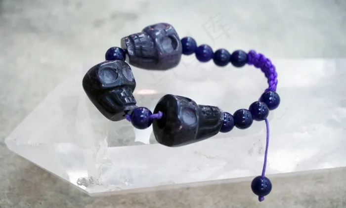 紫水晶，头骨，手链，石头，珠子，软线，手工制作