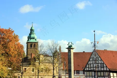 城市，城市景观，教堂，建筑，Fachwerkhaus，支柱