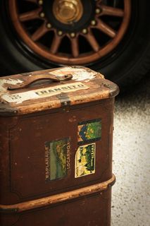 行李，旅行，复古，车轮，自动，木材，棕色