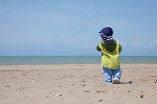 海滩，儿童，海景，播放，游泳，夏季