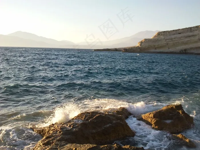 希腊，假期，克里特岛，海，海岸，地中海