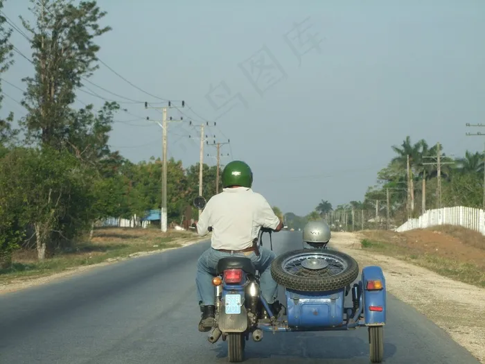 摩托车，边车，马达，运输，自行车，速度，古巴