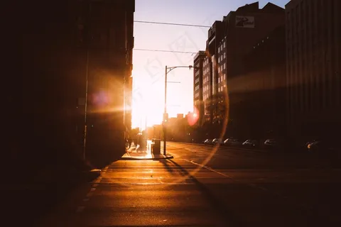 日落,太阳光线,交叉口,城市,街道,道路 日落,太阳光线,交叉口,城市,街道,道路