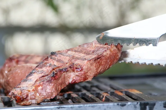 牛排，牛排，烧烤，夏天，烤架，肉，煤气烤架