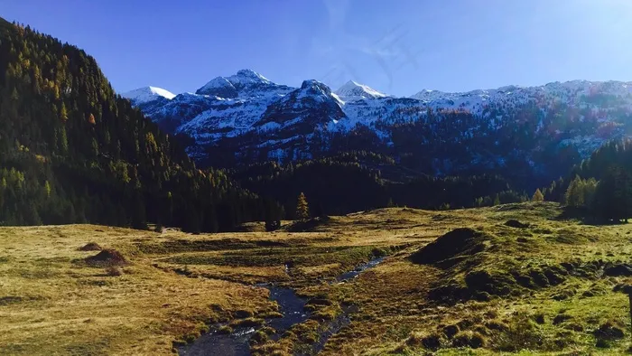 谷，流，高地，景​​观，高山，山脉