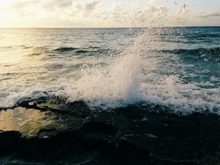 海滩，水，海洋，肖恩，波浪，飞溅，日落