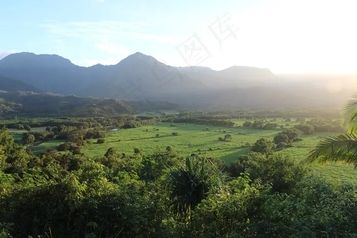哈纳雷，考艾岛，夏威夷，山，景观