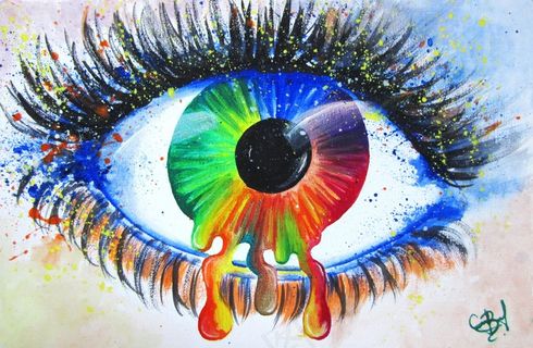 绘画，水彩画，眼睛，虹膜，超现实主义，艺术