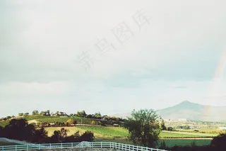 天空,风景,树,山峦,轿车,葡萄园