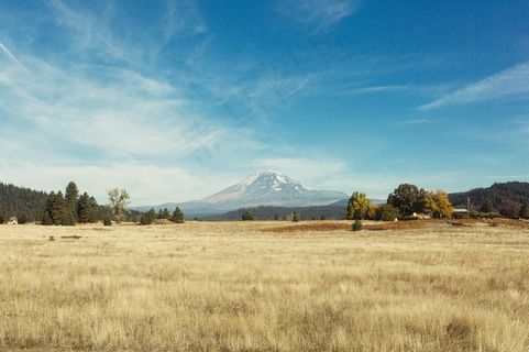 山，火山，意见，遥远，景观，草