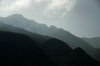 山，阴影，光，太阳，雾，光线，景观