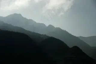 山，阴影，光，太阳，雾，光线，景观