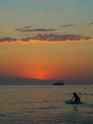 沧海，假期，土耳其，海滩，日落，晚上，光
