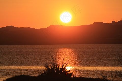 日落，晚上，海湾