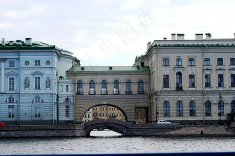 涅瓦河，河流，毗连建筑物，拱形，邻道