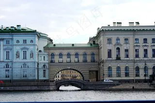 涅瓦河，河流，毗连建筑物，拱形，邻道