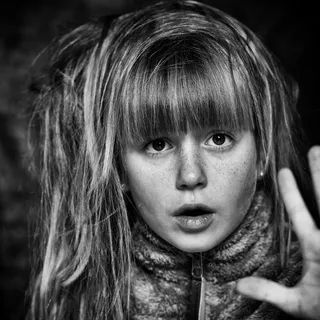 儿童，女孩，脸，长长的头发，意见，包含，停止