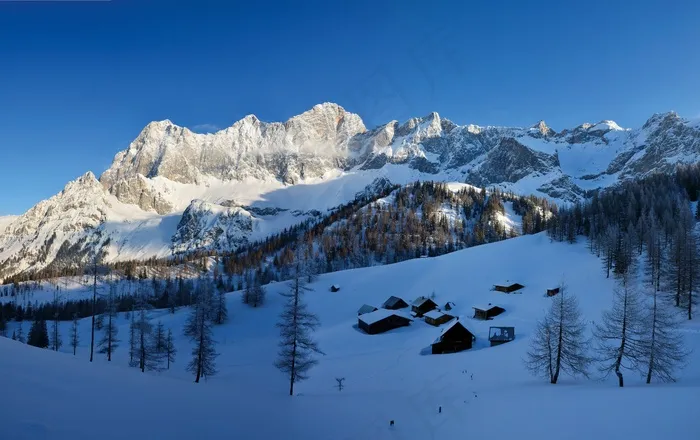 高山，奥地利，施蒂里亚州，山，冬季，雪