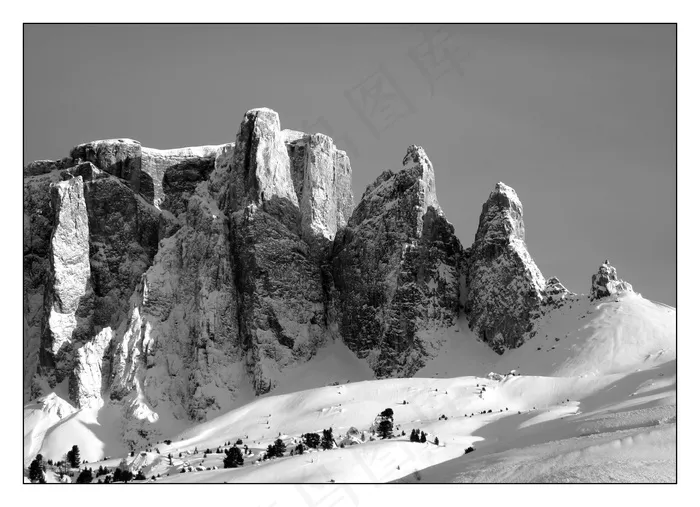 塞拉集团，Sellaronda，高山，山脉，雪