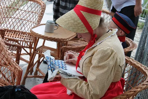 女人，刺绣，人，传统，波兹南，波兰