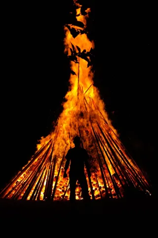 人，人类，火，リボンとユーロ，剪影，很热，热，烧伤