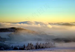 罗恩，冬季，海德斯坦，雪，雾，天空，性质，休息