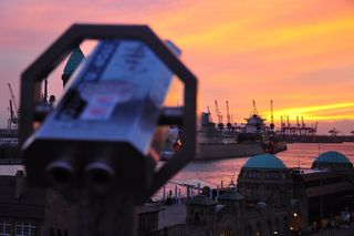 轿车,重型汽车,汽车,晨曦,,汉堡的日落