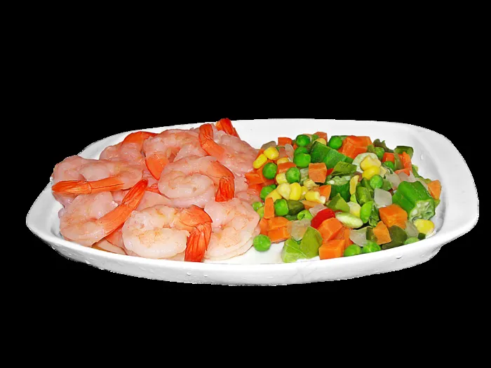大虾，海鲜，蔬菜，食品，菜肴
