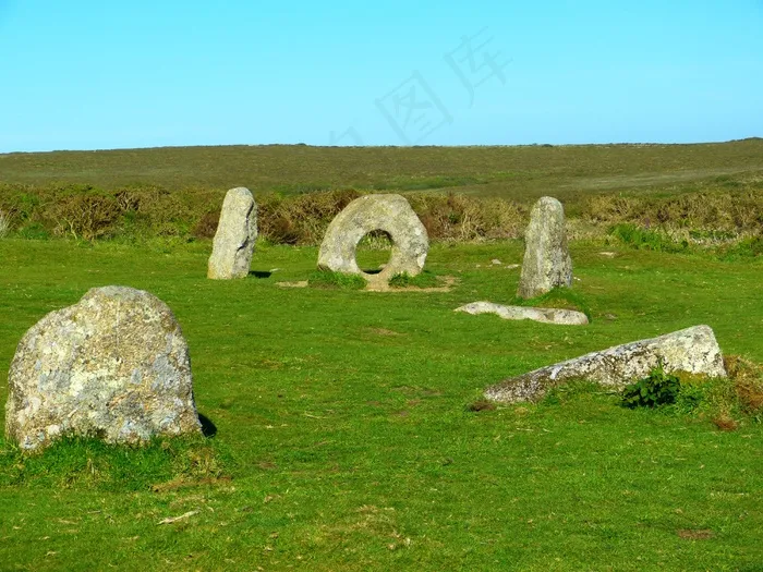 Men-An-Tol，砖，康沃尔郡，南格兰，花岗岩