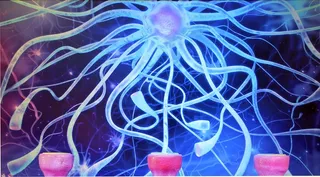 核，蓝色，抽象，艺术品，绘画，艺术