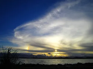 日落，的，太阳，天空，云