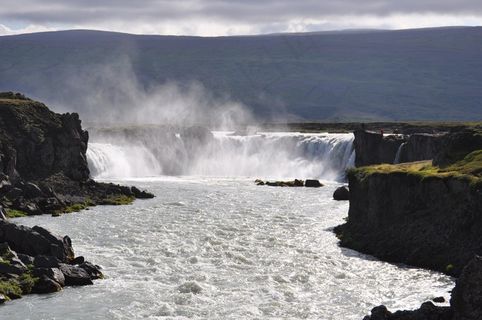 冰岛，Godafoss，瀑布，自然